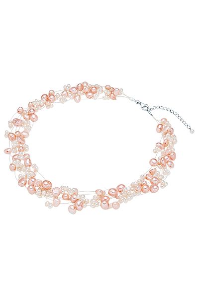Valero Pearls Perlenhalskette Kette Sterling Silber Süßwasser-zuchtperle Weiß Rosa