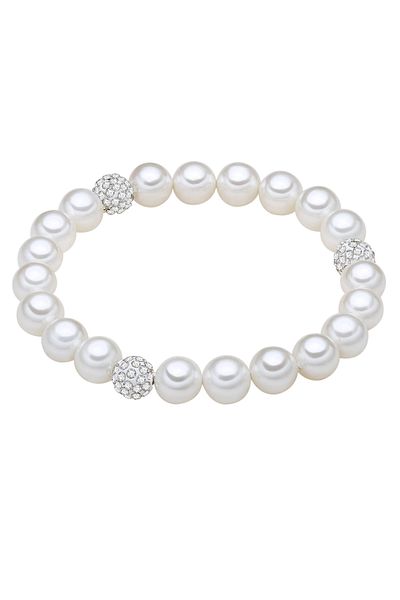 Lulu & Jane Perlenarmband Armband Muschelkernperle Weiß Zirkonia Weiß