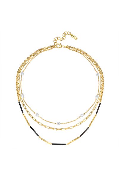 YOKOAMİİ Modeschmuckhalskette Kette Gelbgold Perle (SYNTH.) Weiß