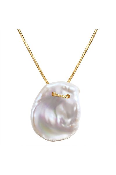 Valero Pearls Silberhalskette Kette Mit Anhänger Sterling Silber Gelbgold Süßwasser-zuchtperle Weiß