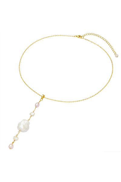 Valero Pearls Perlenhalskette Kette Mit Anhänger Sterling Silber Gelbgold Süßwasser-zuchtperlen Weiß Flieder
