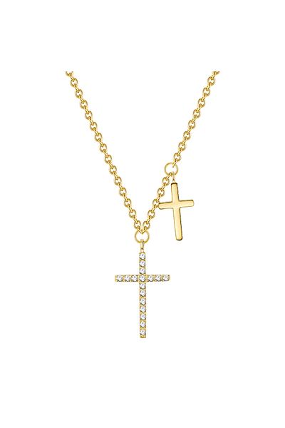 eastside Edelstahlhalskette Kette Mit Anhänger Edelstahl Gelbgold Zirkonia Weiß