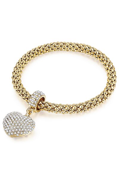 Lulu & Jane Modeschmuckarmband Armband Gelbgold Glaskristall Weiß