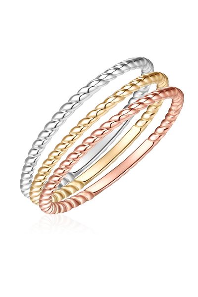 Glanzstücke München Silberring 3er Set Ringe Sterling Silber Tri-color