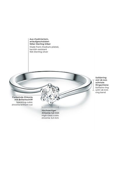 Trilani Silberring Ring Sterling Silber Zirkonia weiß