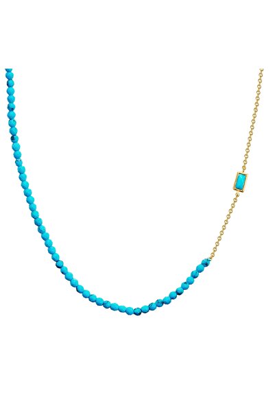 Glanzstücke München Silberhalskette Kette Sterling Silber gelbgold Türkis (rek.)