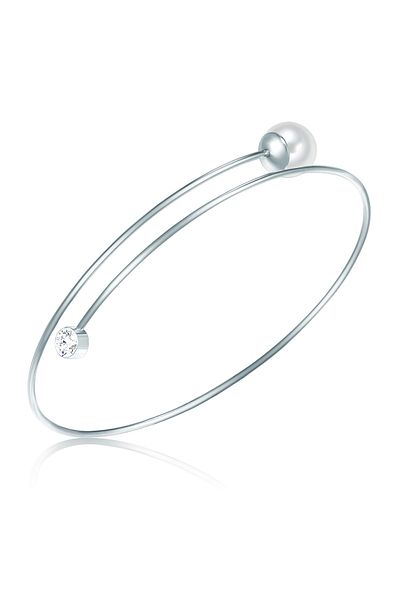 Lulu & Jane Perlenarmband Armband Muschelkernperle weiß Glaskristall weiß