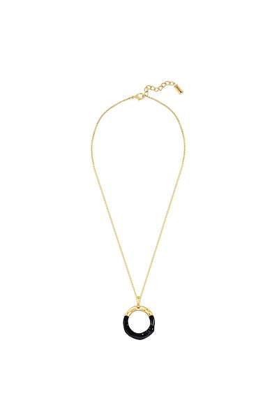 YOKOAMİİ Modeschmuckhalskette Kette Mit Anhänger Gelbgold Emaille Schwarz