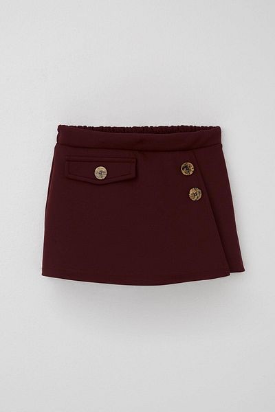Breeze Pantaloni scurți pentru fete Fusta Buzunar Detaliu Buton Accesoriu 6-12 ani, Bordeaux