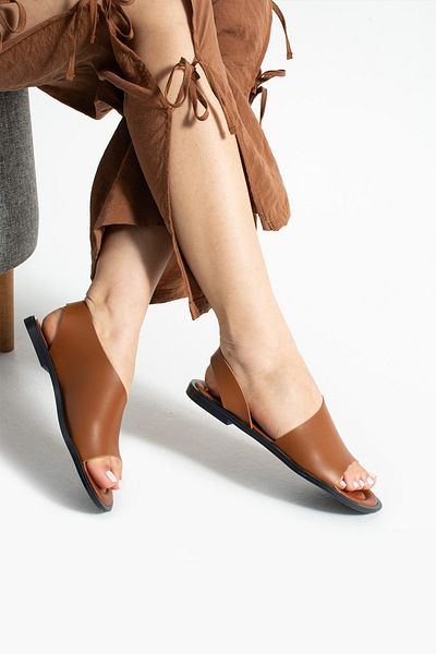 Moda Devrin Tan Open Ballerina Sandals Summer Shoes