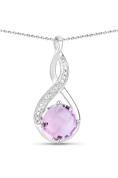 Rafaela Donata Edelsteinhalskette Kette Mit Anhänger Sterling Silber Amethyst Rosa