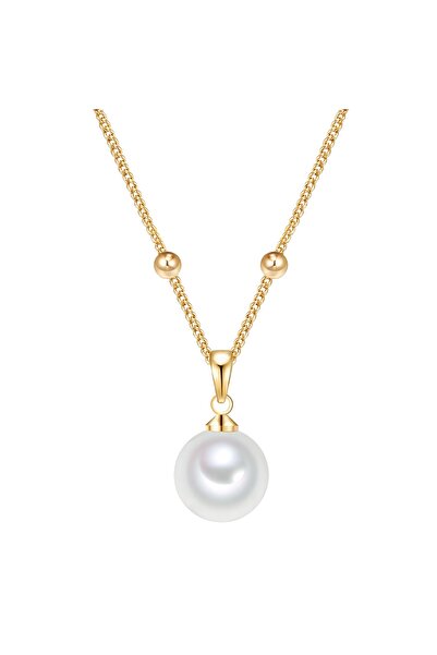 Lulu & Jane Perlenhalskette Kette gelbgold Muschelkernperle weiß