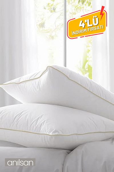 Anılsan 4-Piece Nano Gel Pillow, 50X70Cm, 1200Gr - Hotel Pillow - Best Pillow Option for Healthy Sleep