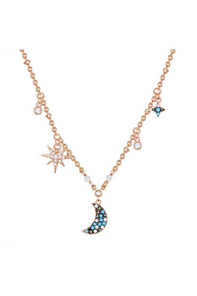 Lulu & Jane Kette Mit Kristallen Von Swarovski® Kette Roségold Verziert Mit Kristallen Von Swarovski® Bunt