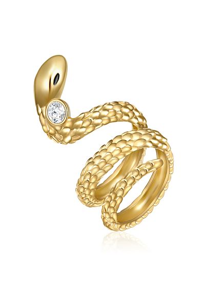 Lulu & Jane Modeschmuckring Ring Gelbgold Verziert Mit Kristallen Von Swarovski® Weiß