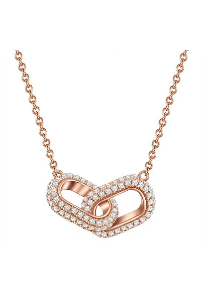 Glanzstücke München Silberhalskette Kette ve Anhänger Sterling Silber roségold Zirkonia weiß