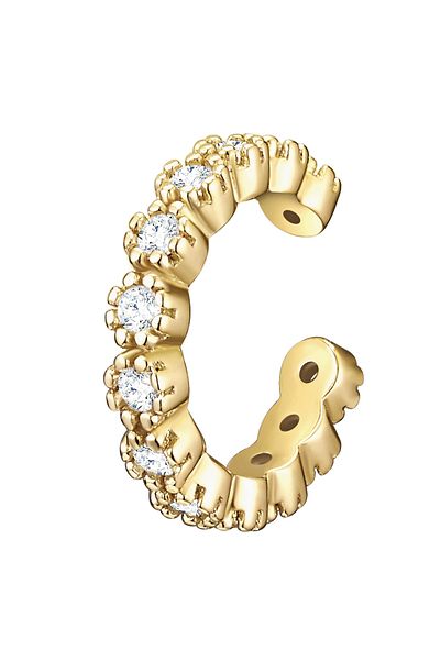 Lulu & Jane Modeschmuckohrklemmen Ohrklemme Gelbgold Zirkonia Weiß