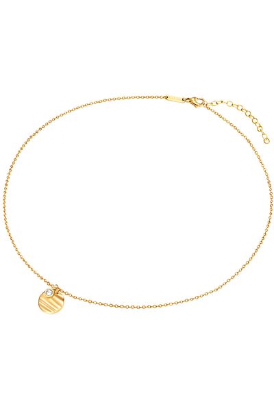 eastside Edelstahlhalskette Kette Mit Anhänger Edelstahl Gelbgold Zirkonia Weiß