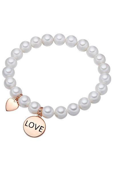 Lulu & Jane Perlenarmband Armband Roségold Muschelkernperle Weiß