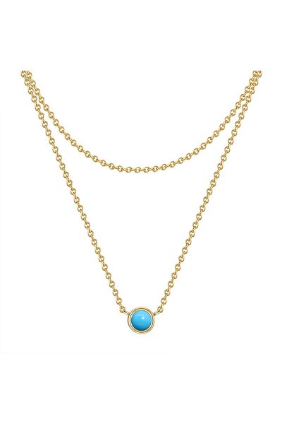 Glanzstücke München Silberhalskette Kette mit Anhänger Sterling Silber gelbgold Türkis (rek.)