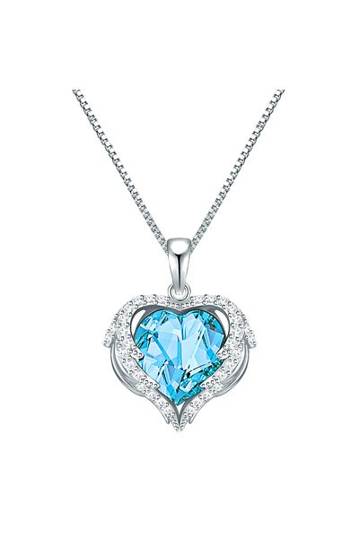 Rafaela Donata Silberhalskette Kette mit Anhänger Sterling Silber verziert mit Kristallen von Swarovski® aquamarin