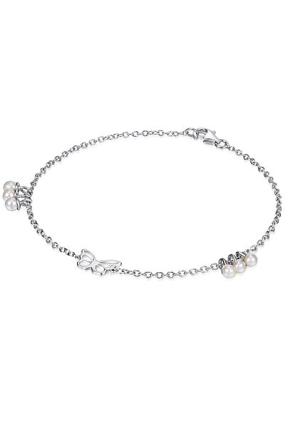Lulu & Jane Perlenkol bandı Kol Bandı Sterling Silber Süßwasser-Zuchtperle weiß