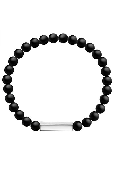 Männerglanz Edelsteinarmband Armband Sterling Silber Achat schwarz