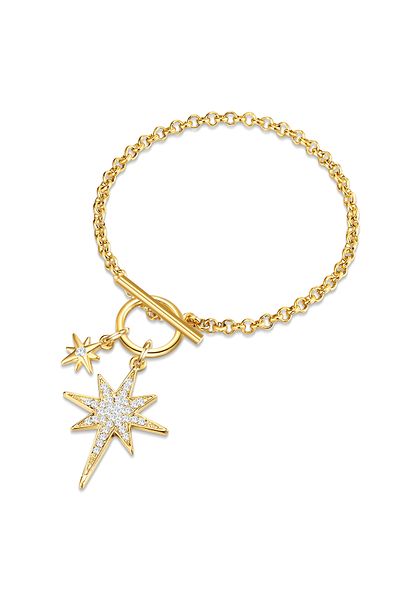 Lulu & Jane Modeschmuckarmband Armband Gelbgold Glas Weiß