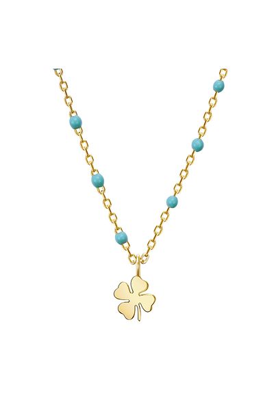 Glanzstücke München Silberhalskette Kette Sterling Silber Gelbgold Emaille Blau