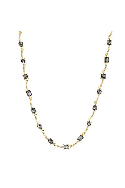 Lulu & Jane Modeschmuckhalskette Kette Gelbgold Glas Schwarz Weiß