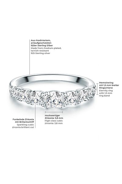 Trilani Silberring Ring Sterling Silber Zirkonia Weiß