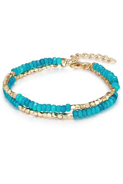 Lulu & Jane Modeschmuckarmband Kol Bandı gelbgold Naturstein türkis
