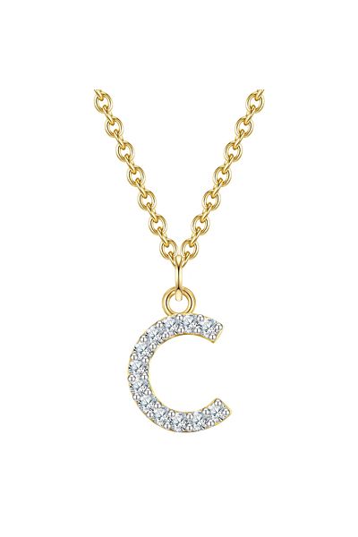 Glanzstücke München Silberhalskette Kette mit Anhänger Sterling Silber gelbgold Zirkonia weiß