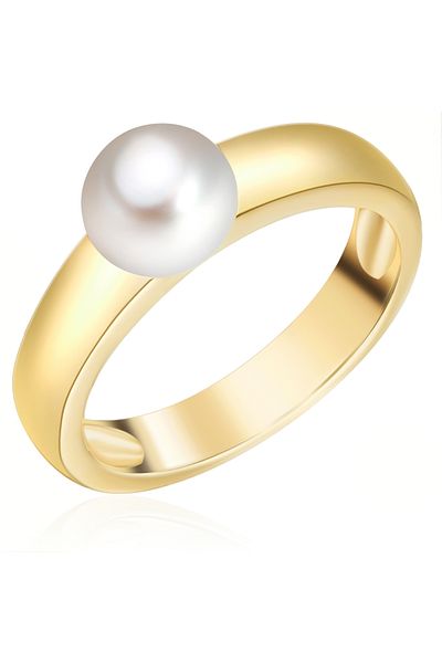 Valero Pearls Perlenring Ring Sterling Silber Gelbgold Süßwasser-zuchtperle Weiß