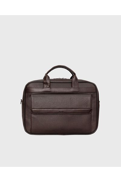 Alone Vegan Leather Briefcase with Laptop Compartment 16" & 17" 1017 Unisex Brown