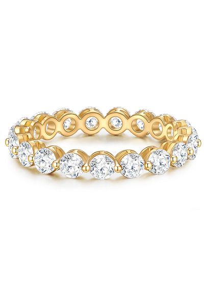 YOKOAMİİ Modeschmuckring Ring Gelbgold Kristall Weiß