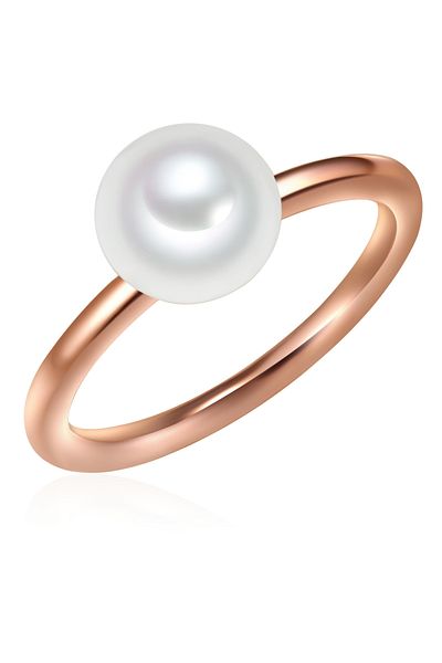 Valero Pearls Silberring Ring Sterling Silber Roségold Süßwasser-zuchtperle Weiß