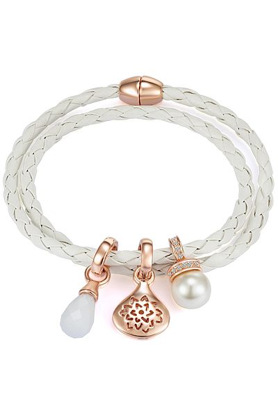 Lulu & Jane Armband Mit Kristallen Von Swarovski® Armband Weiß Perle (SYNTH.) Weiß Verziert Mit Kristallen Von S