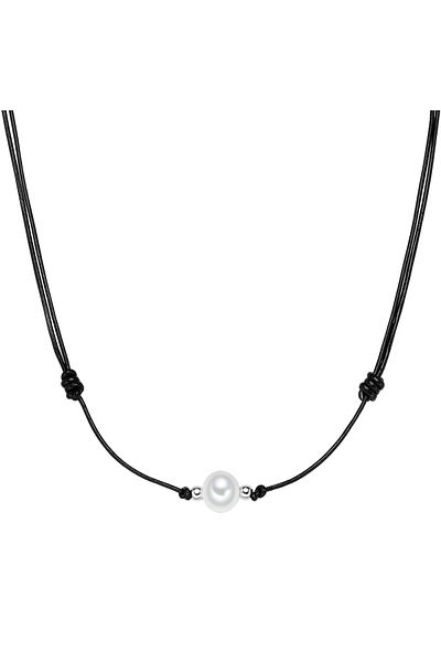 Valero Pearls Lederhalskette Kette Süßwasser-zuchtperle Weiß