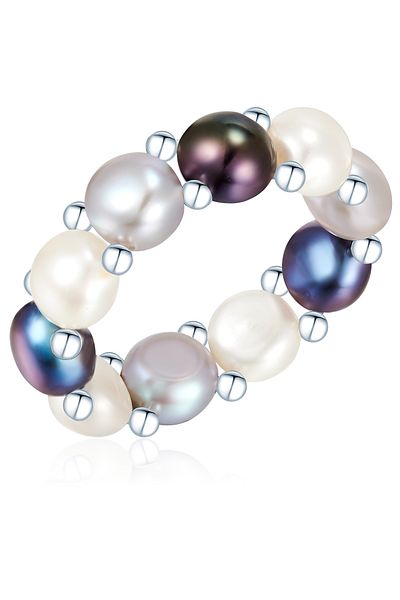 Valero Pearls Perlenring Ring Sterling Silber Süßwasser-zuchtperle Multicolor