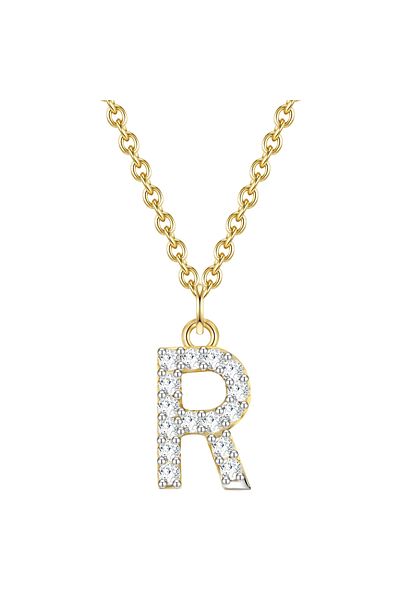Glanzstücke München Silberhalskette Kette mit Anhänger Sterling Silber gelbgold Zirkonia weiß
