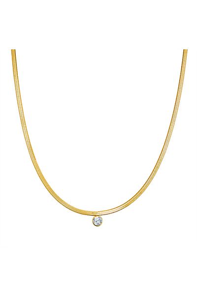 eastside Edelstahlhalskette Kette Mit Anhänger Edelstahl Gelbgold Zirkonia Weiß
