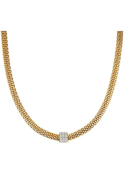 Lulu & Jane Modeschmuckhalskette Kette Gelbgold Glaskristall Weiß