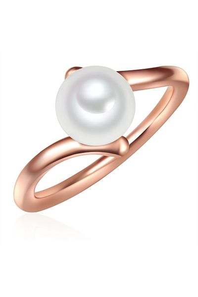 Valero Pearls Silberring Ring Sterling Silber Roségold Süßwasser-zuchtperle Weiß