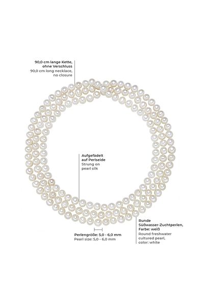 Valero Pearls Perlenhalskette Kette Süßwasser-zuchtperle Weiß