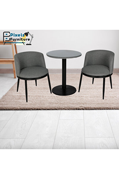 PixelsFurniture Pixel Furniture 2 Chairs and Table Set, Metal Wood Bases and High Quality Fabric