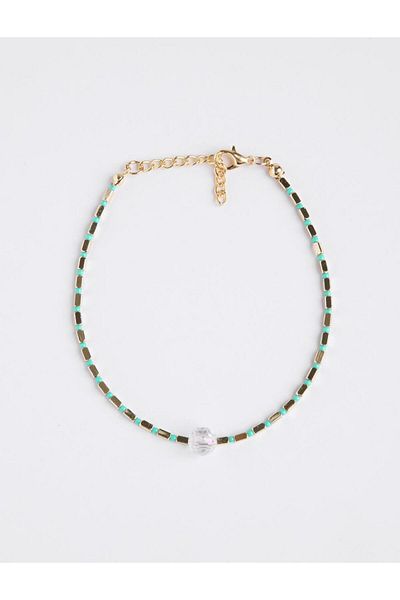 Jimmy Key Green Colored Bead Detailed Anklet