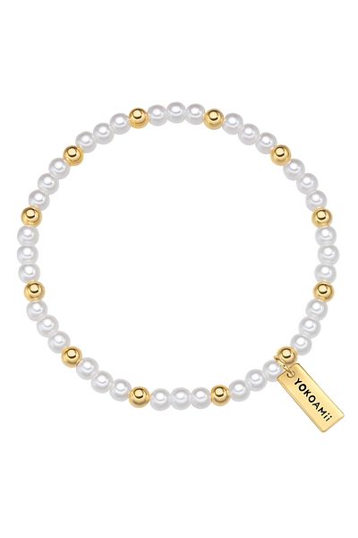 YOKOAMİİ Perlenarmband Armband Gelbgold Perle (SYNTH.) Weiß