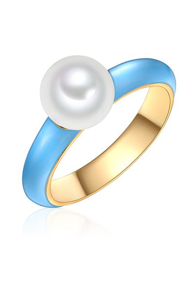 YOKOAMİİ Modeschmuckring Ring gelbgold Muschelkernperle weiß