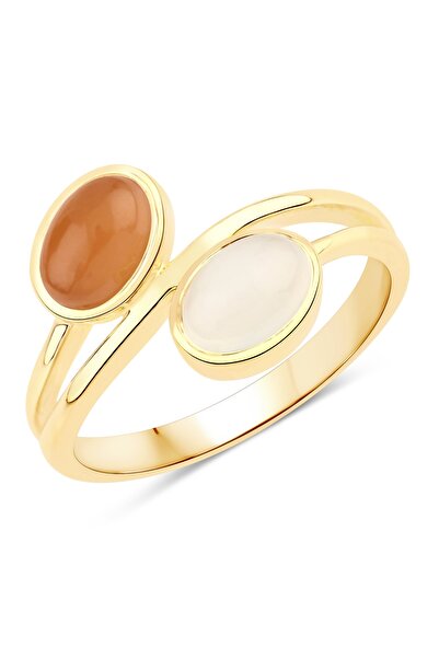 Rafaela Donata Edelsteinring Ring Sterling Silber gelbvergoldet Mondstein wei...